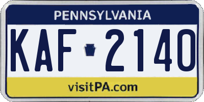 PA license plate KAF2140