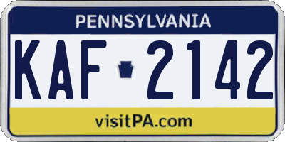 PA license plate KAF2142