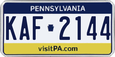 PA license plate KAF2144