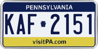 PA license plate KAF2151