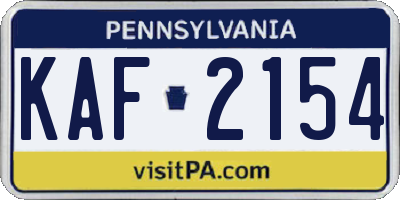 PA license plate KAF2154