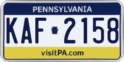 PA license plate KAF2158
