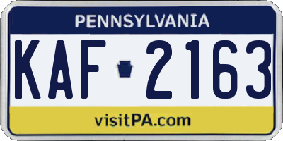 PA license plate KAF2163