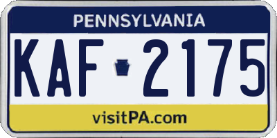 PA license plate KAF2175
