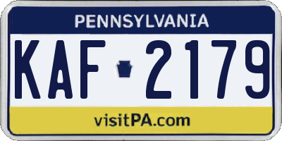 PA license plate KAF2179