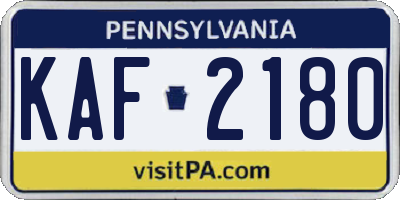 PA license plate KAF2180