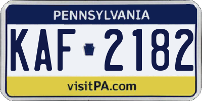 PA license plate KAF2182