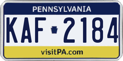 PA license plate KAF2184