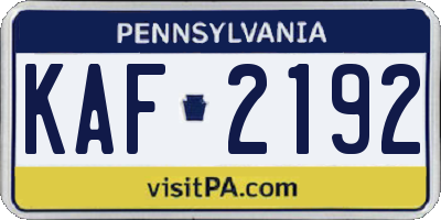 PA license plate KAF2192