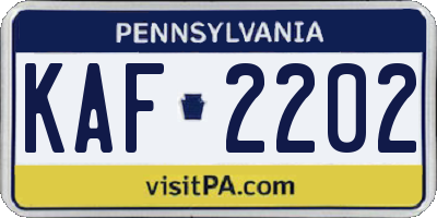 PA license plate KAF2202