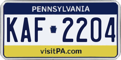 PA license plate KAF2204