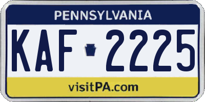 PA license plate KAF2225