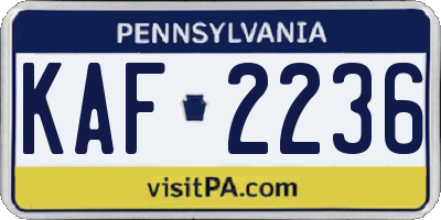 PA license plate KAF2236