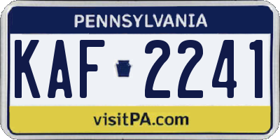 PA license plate KAF2241