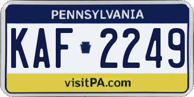 PA license plate KAF2249