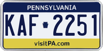 PA license plate KAF2251