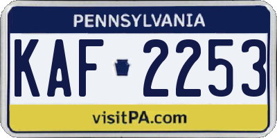 PA license plate KAF2253