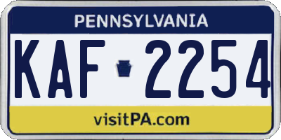 PA license plate KAF2254