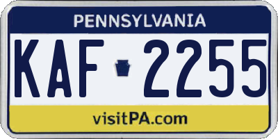 PA license plate KAF2255