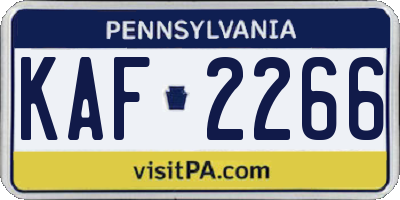 PA license plate KAF2266