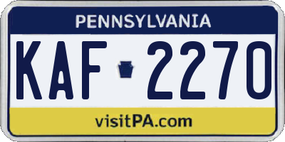 PA license plate KAF2270
