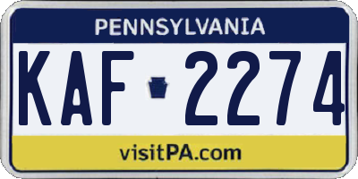 PA license plate KAF2274