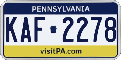 PA license plate KAF2278