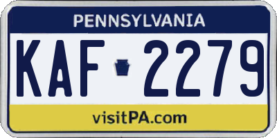 PA license plate KAF2279