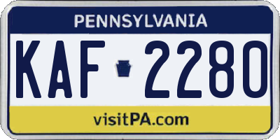 PA license plate KAF2280