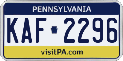 PA license plate KAF2296