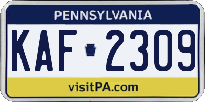 PA license plate KAF2309