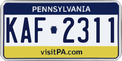 PA license plate KAF2311