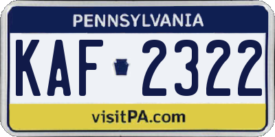 PA license plate KAF2322