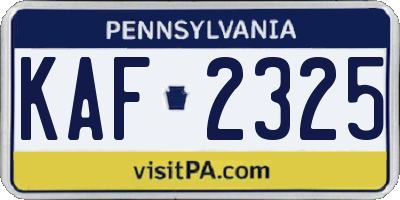 PA license plate KAF2325