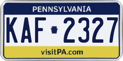 PA license plate KAF2327