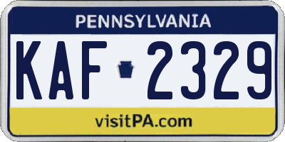 PA license plate KAF2329