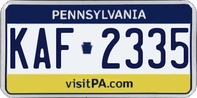 PA license plate KAF2335