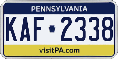 PA license plate KAF2338