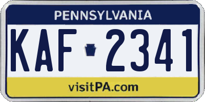 PA license plate KAF2341