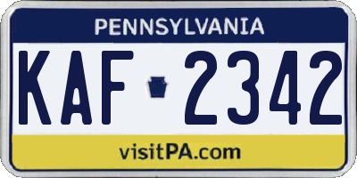 PA license plate KAF2342