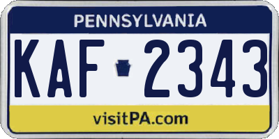 PA license plate KAF2343