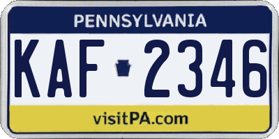 PA license plate KAF2346