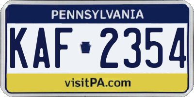 PA license plate KAF2354