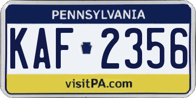 PA license plate KAF2356