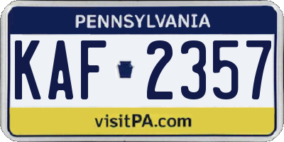 PA license plate KAF2357