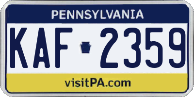 PA license plate KAF2359