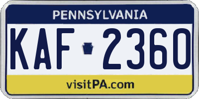 PA license plate KAF2360