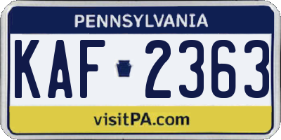 PA license plate KAF2363