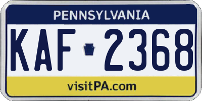 PA license plate KAF2368