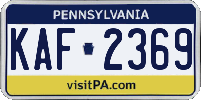 PA license plate KAF2369